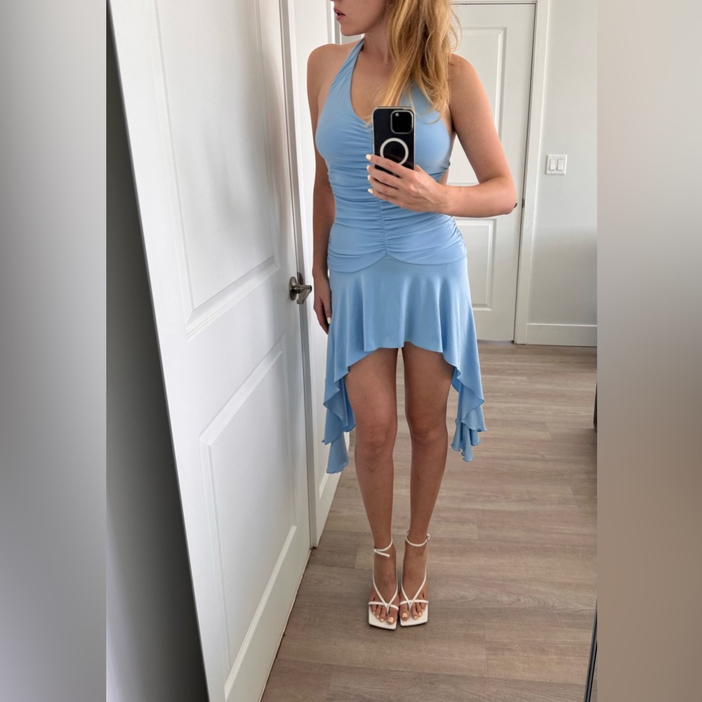 Fun Flirty Blue Ruffle Dress